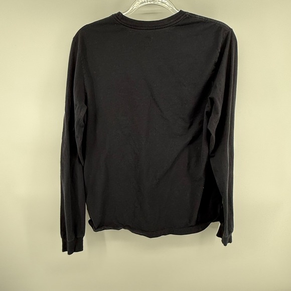 Nike Sportswear Mens Long Sleeve Cotton Tee Black Embroidered Logo Medium - Picture 2 of 5